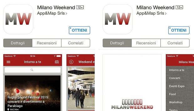 MW app screen iphone