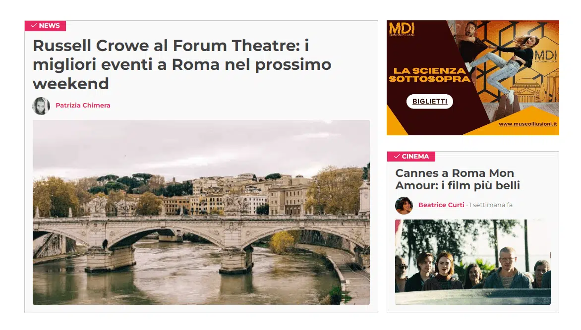 Banner in homepage/articoli